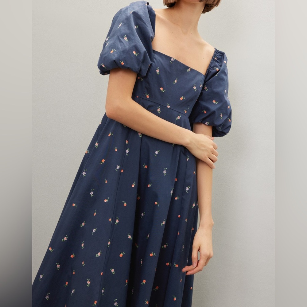 Hill House Navy Blue Floral Midi Matilda Dress - Picture 5 of 15
